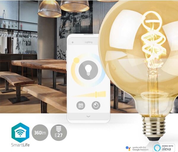 Nedis WIFILRT10G125 - LED Stmívatelná žárovka E27/4,9W/230V Wi-Fi 1800-6500K