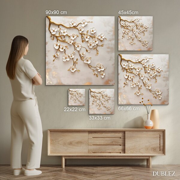 DUBLEZ | Dřevěný obraz - Zlatá větev | UV tisk, Premium