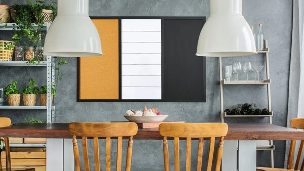 ALLboards COMBI CO96KBM_BK Kombinovaná tabule 3 v 1: bílá magnetická, černá magnetická na křídu a korková 90x60 cm