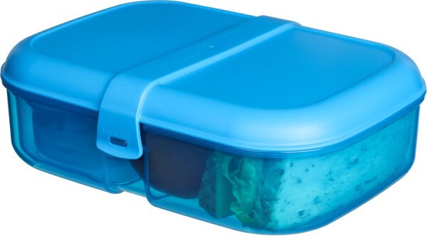 Sistema Dělený svačinový box Lunch Ribbon s nádobou na jogurt 1,1 l, modrá