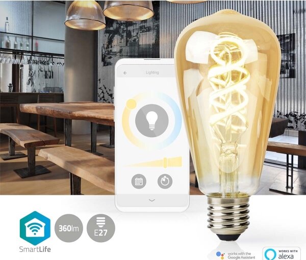 Nedis WIFILRT10ST64- LED Stmívatelná žárovka ST64 E27/4,9W/230V Wi-Fi 1800-6500K
