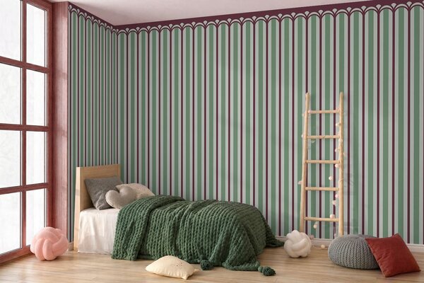 Fototapety Vertikální ornament v odstínech zelené a vínové, Fototapety abstraktní, w05610v3 : uwalls.cz