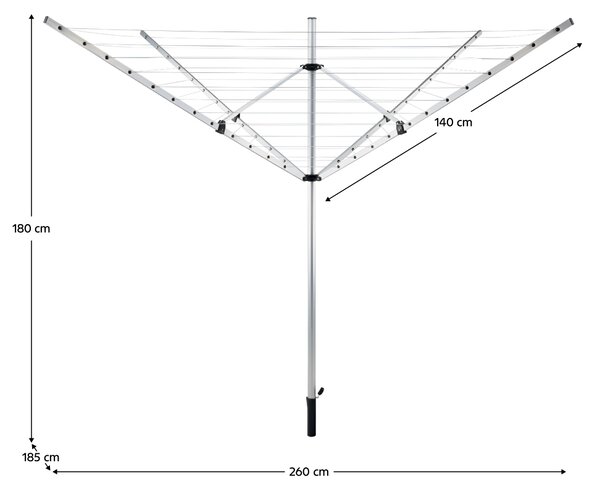 KONDELA Zahradní sušák na prádlo, stříbrná/černá, 50 m, ROTARY NEW TYP 1