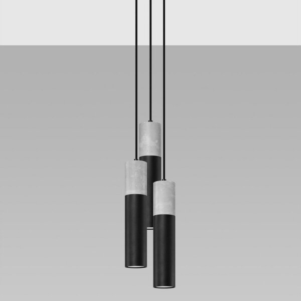 Sollux SL.1081 - Lustr na lanku BORGIO 3xGU10/40W/230V beton/kov černá