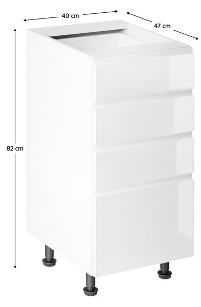 KONDELA Spodní skříňka, bílá / bílá extra vysoký lesk HG, AURORA D40S4