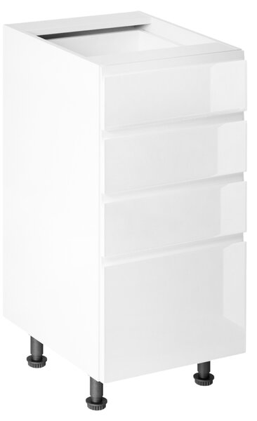 KONDELA Spodní skříňka, bílá / bílá extra vysoký lesk HG, AURORA D40S4