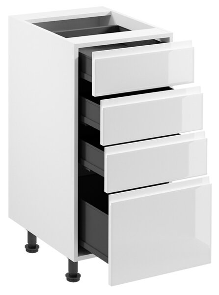 KONDELA Spodní skříňka, bílá / bílá extra vysoký lesk HG, AURORA D40S4