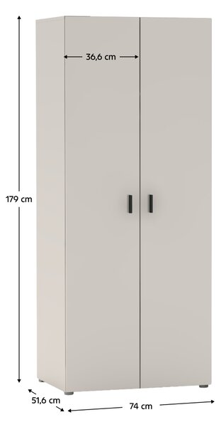 KONDELA Skříň, dvoudveřová, kašmír, RAMSA 2