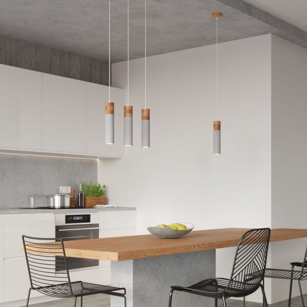 Sollux SL.0966 - Lustr na lanku ZANE 2xGU10/40W/230V beton/dřevo
