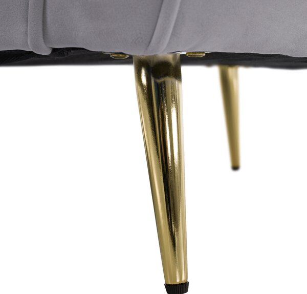 KONDELA Designový 3-sed, šedá Velvet látka/gold chrom zlatá, EZIO TYP 3