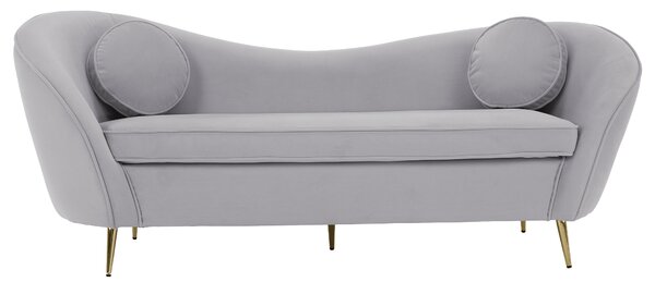 KONDELA Designový 3-sed, šedá Velvet látka/gold chrom zlatá, EZIO TYP 3