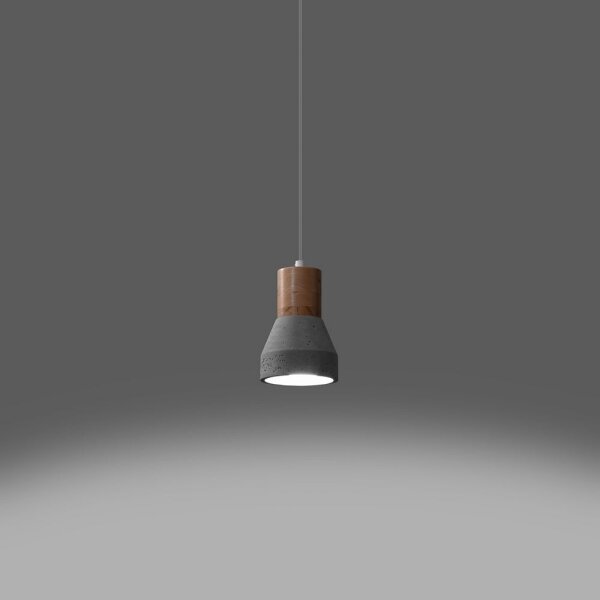 Sollux SL.0964 - Lustr na lanku QUBIC 1xE27/60W/230V beton/dřevo šedá