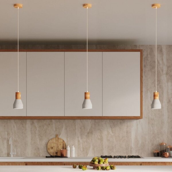 Sollux SL.0964 - Lustr na lanku QUBIC 1xE27/60W/230V beton/dřevo šedá