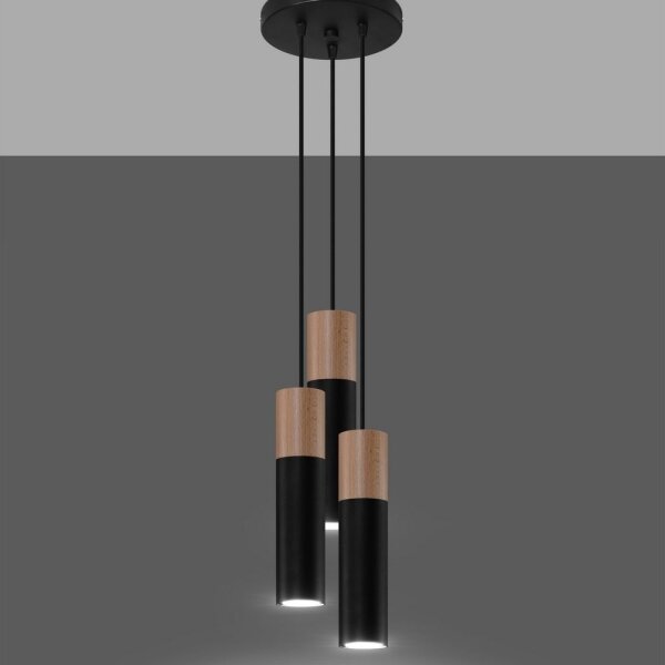 Sollux SL.1014 - Lustr na lanku PABLO 3xGU10/40W/230V černá