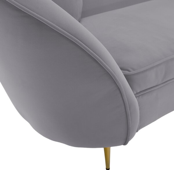KONDELA Designový 3-sed, šedá Velvet látka/gold chrom zlatá, EZIO TYP 3