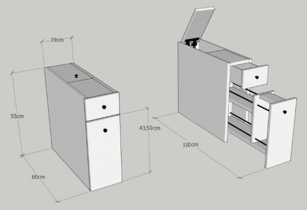 Hanah Home Koupelnová skříňka Calencia 55 cm dub