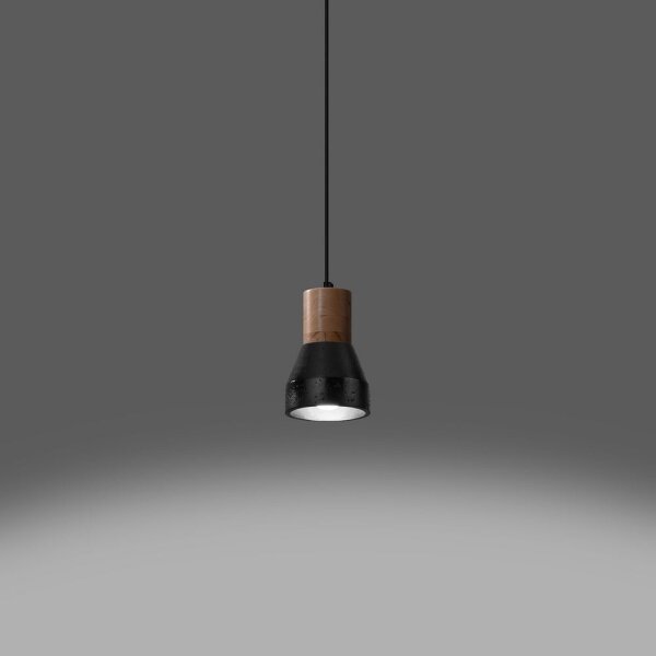 Sollux SL.0963 - Lustr na lanku QUBIC 1xE27/60W/230V beton/dřevo černá