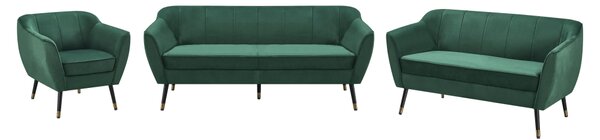 KONDELA Designový 2-sed, zelená Velvet látka/černá/zlatá, VIODA