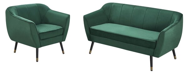 KONDELA Designový 2-sed, zelená Velvet látka/černá/zlatá, VIODA