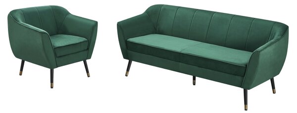 KONDELA Designový 3-sed, zelená Velvet látka/černá/zlatá, VIODA