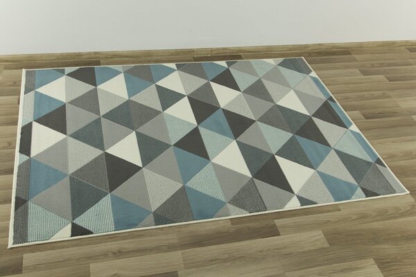 Balta Kusový koberec LUNA 503430/95832 trojúhelníky modrý Rozměr: 60x110 cm