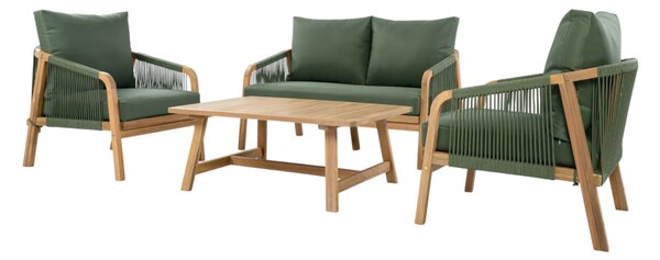 KONDELA Záhradný set, akáciové drevo, zelená/prírodná, NADIM