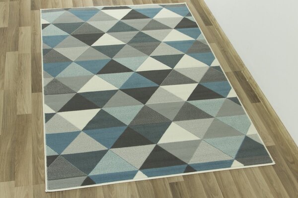 Balta Kusový koberec LUNA 503430/95832 trojúhelníky modrý Rozměr: 60x110 cm