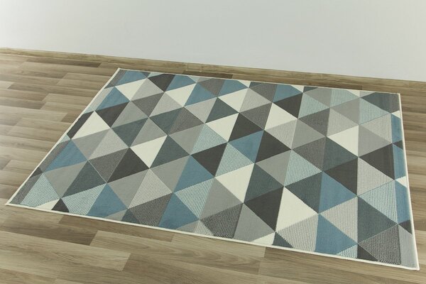 Balta Kusový koberec LUNA 503430/95832 trojúhelníky modrý Rozměr: 60x110 cm