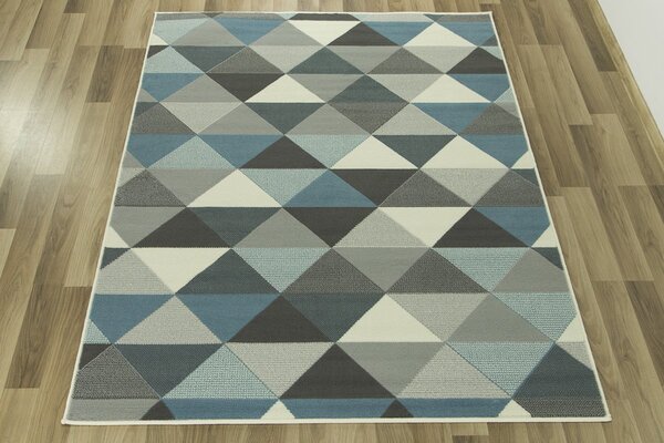 Balta Kusový koberec LUNA 503430/95832 trojúhelníky modrý Rozměr: 60x110 cm