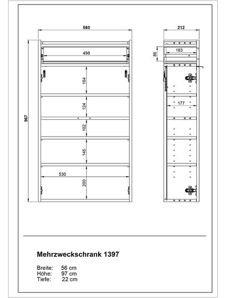 Krémová závěsná skříňka 56x97x22 cm Ameca – Germania