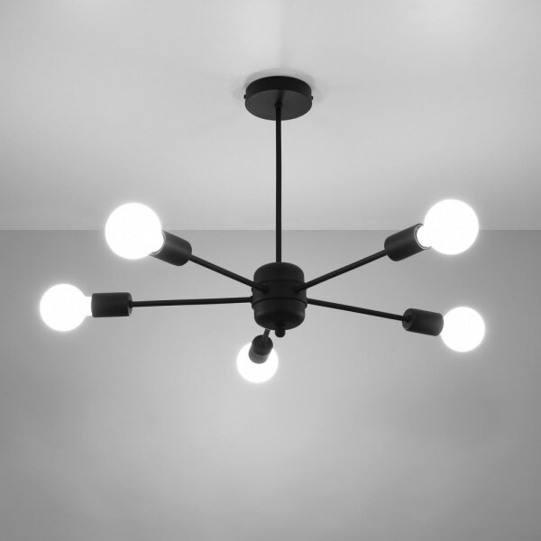 Sollux SL.1022 - Lustr na tyči LANGO 5xE27/60W/230V černá