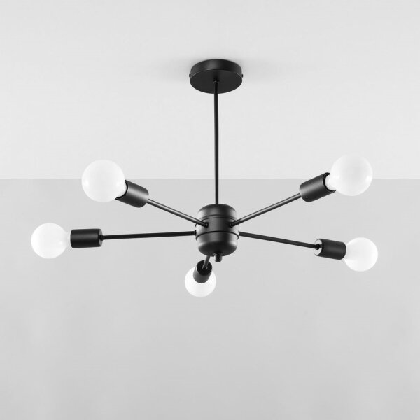 Sollux SL.1022 - Lustr na tyči LANGO 5xE27/60W/230V černá