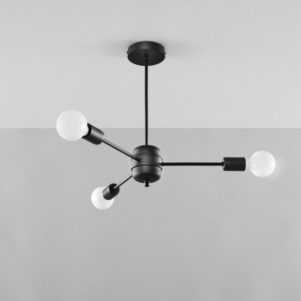 Sollux SL.1021 - Lustr na tyči LANGO 3xE27/60W/230V černá