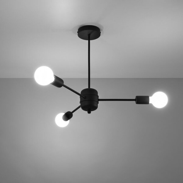 Sollux SL.1021 - Lustr na tyči LANGO 3xE27/60W/230V černá