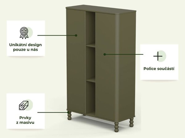Designová vitrína DOT khaki