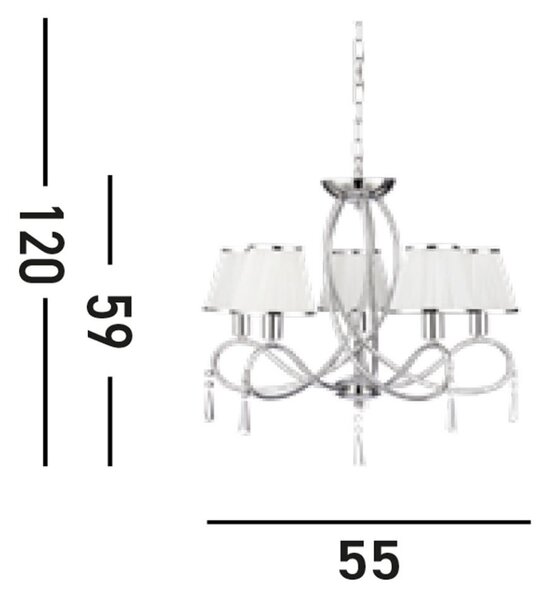 Searchlight 1035-5CC Simplicity závěsné svítidlo kov a textil