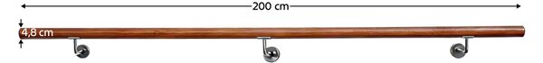 KONDELA Madlo/zábradlí, masivní dřevo, hnědá, 200 cm, MANEL TYP 2