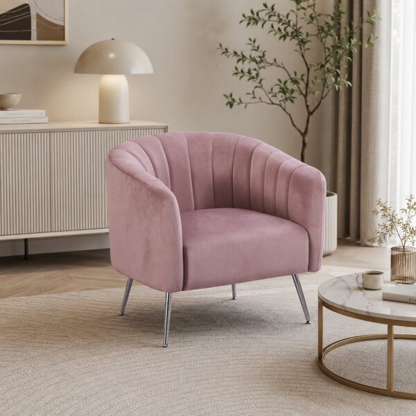 KONDELA Designové křeslo, růžová Velvet látka/chrom-stříbrný, BAGY