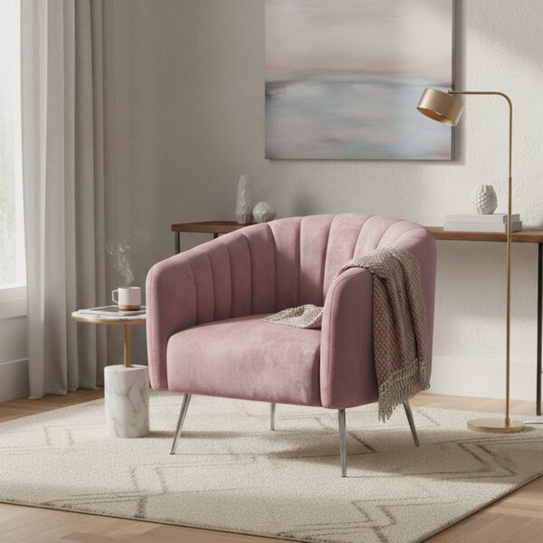 KONDELA Designové křeslo, růžová Velvet látka/chrom-stříbrný, BAGY