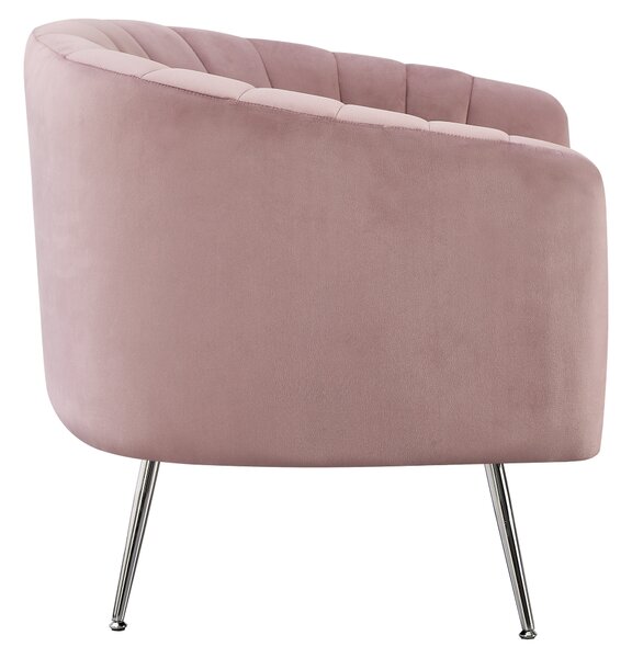 KONDELA Designové křeslo, růžová Velvet látka/chrom-stříbrný, BAGY