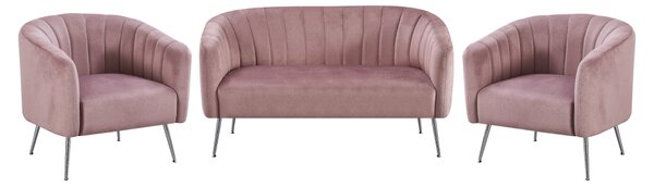 KONDELA Designové křeslo, růžová Velvet látka/chrom-stříbrný, BAGY
