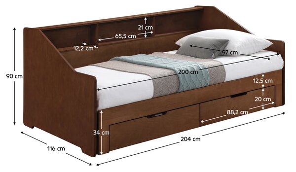 KONDELA Rozkládací postel, ořech, MONETA