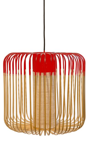 Závěsná svítidlo Forestier, Bamboo, stmívatelné, Červená, Jídelna, Bambus, Design