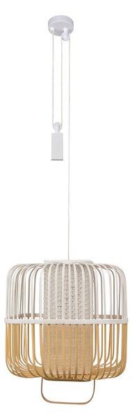 Závěsná svítidlo Forestier, Bamboo, stmívatelné, Bílá, Jídelna, Bambus, Design