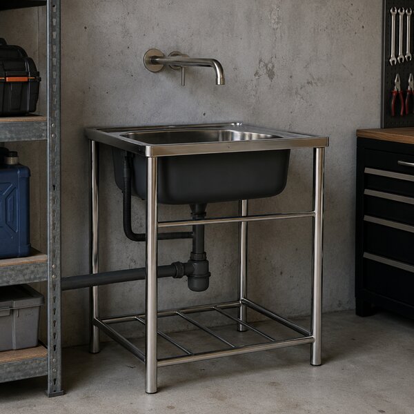 KONDELA Nerezový dřez se sifonem, 61x46, INOX NEW