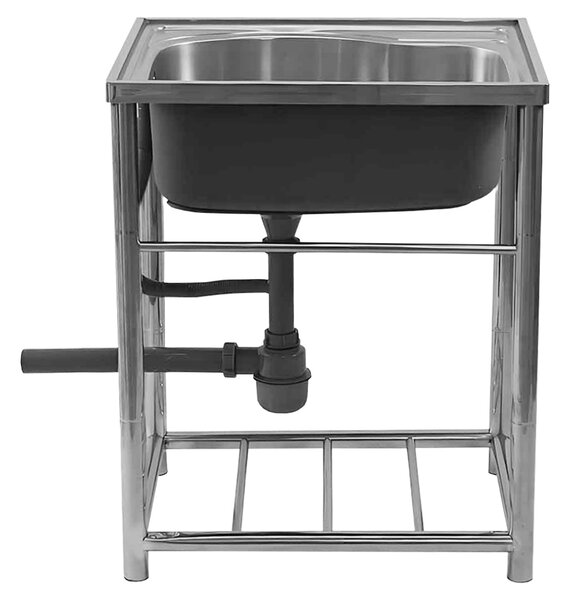 KONDELA Nerezový dřez se sifonem, 61x46, INOX NEW