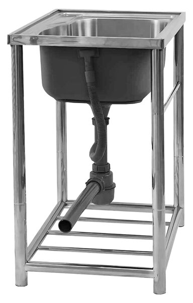 KONDELA Nerezový dřez se sifonem, 61x46, INOX NEW