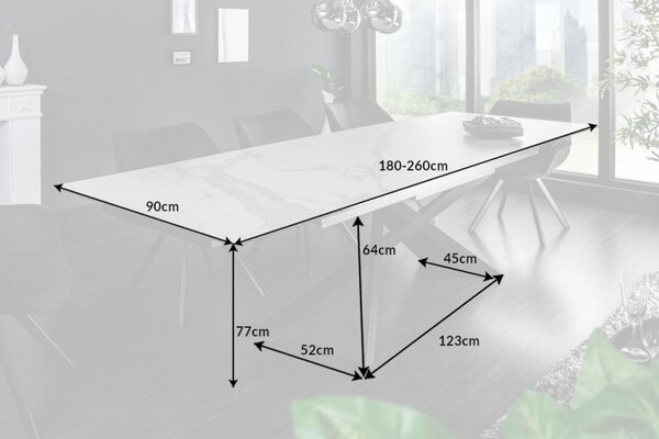 Jídelní stůl EUPHORIA MRAMOR 180-220-260 CM keramika rozkládací Nábytek | Jídelní prostory | Jídelní stoly | Rozkládací