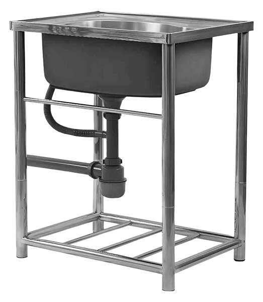 KONDELA Nerezový dřez se sifonem, 61x46, INOX NEW