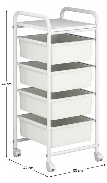 KONDELA Pojízdný regál, bílá, SUFIK